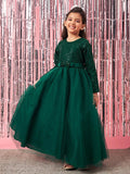 pspeaches Girls Embellished Sequinned Fit & Flare Lace Maxi Dress