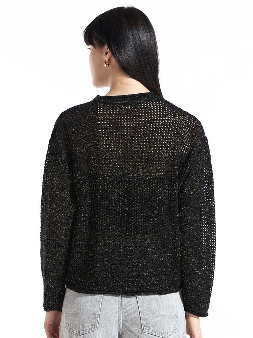 Bewakoof Women Oversized Crochet Sweater