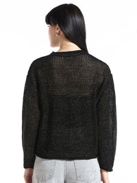 Bewakoof Women Oversized Crochet Sweater