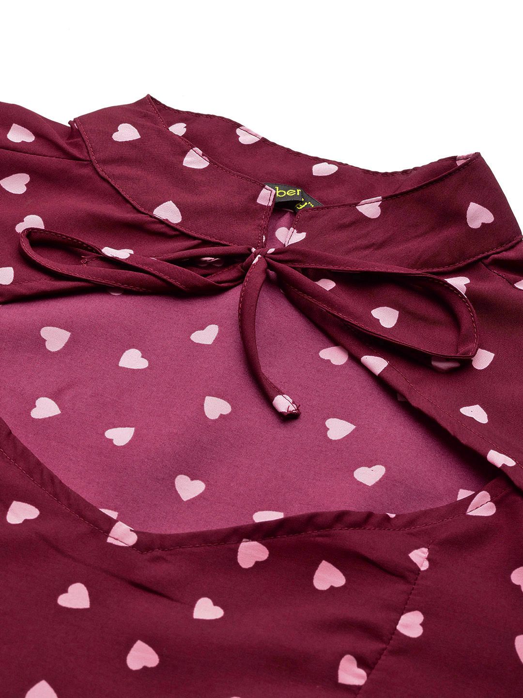 DressBerry Print Tie-Up Neck A-Line Mini Dress