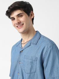 VASTRADO Cuban Collar Cotton Oversized Casual Shirt