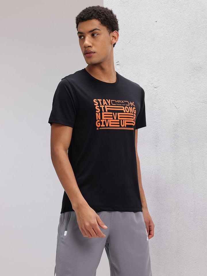 HRX by Hrithik Roshan Typography Print Rapid-Dry Training T-shirt