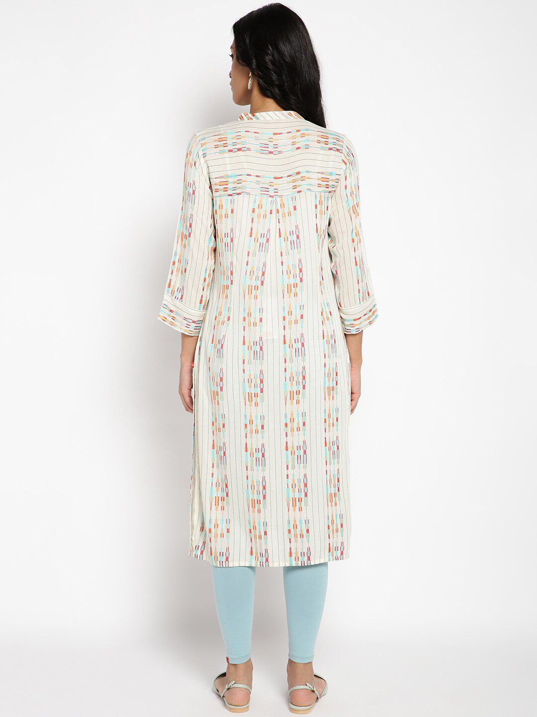 W Women White Geometric Printed Kurta