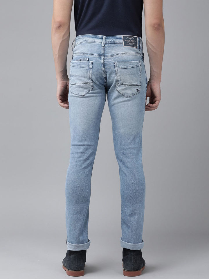 SPYKAR Men Skinny Fit Low-Rise Mildly Distressed Light Fade Stretchable Jeans