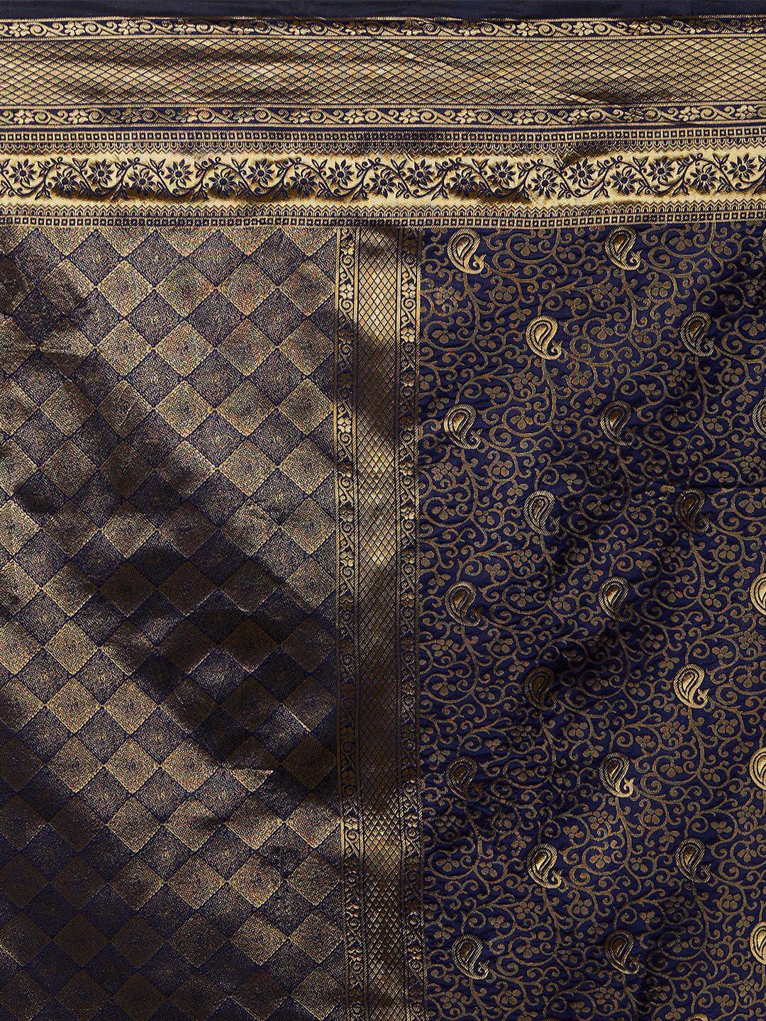 Saree Mall Women Navy Blue Banarasi Saree