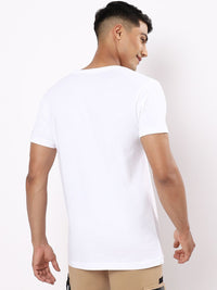 Bewakoof Men White & Coral Printed T-shirt