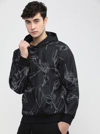HIGHLANDER Men Black Printed Hooded Sweatshirt