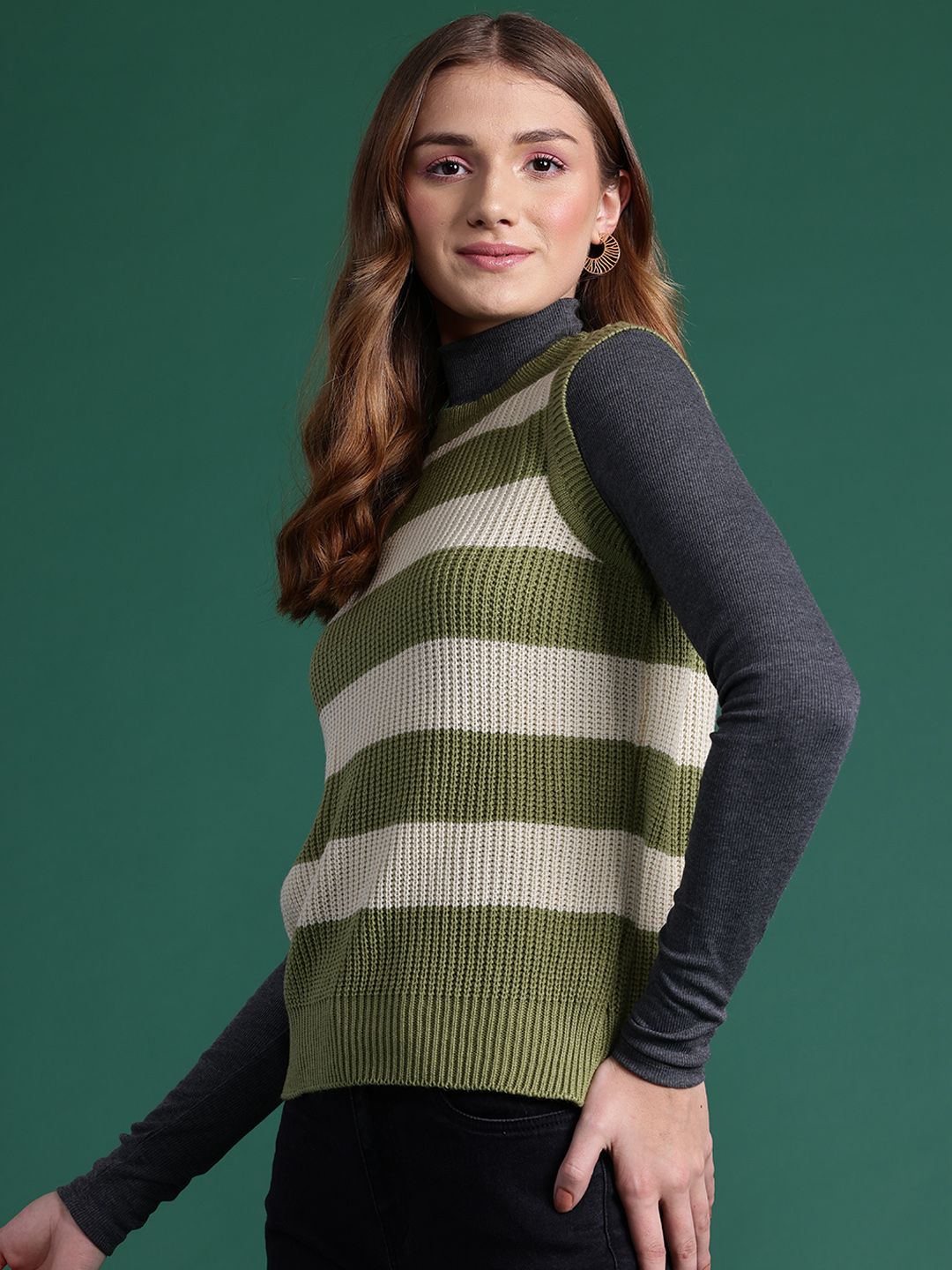 DressBerry Striped Sweater Vest
