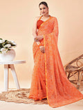 KALINI Bandhani Zari Pure Chiffon Bandhani Saree