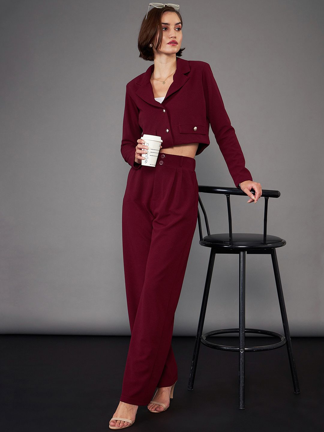 SASSAFRAS worklyf Straight Fit High Rise Pleated Plain Parallel Trousers