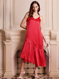 all about you Floral Satin Jacquard Drop waist Midi Dress