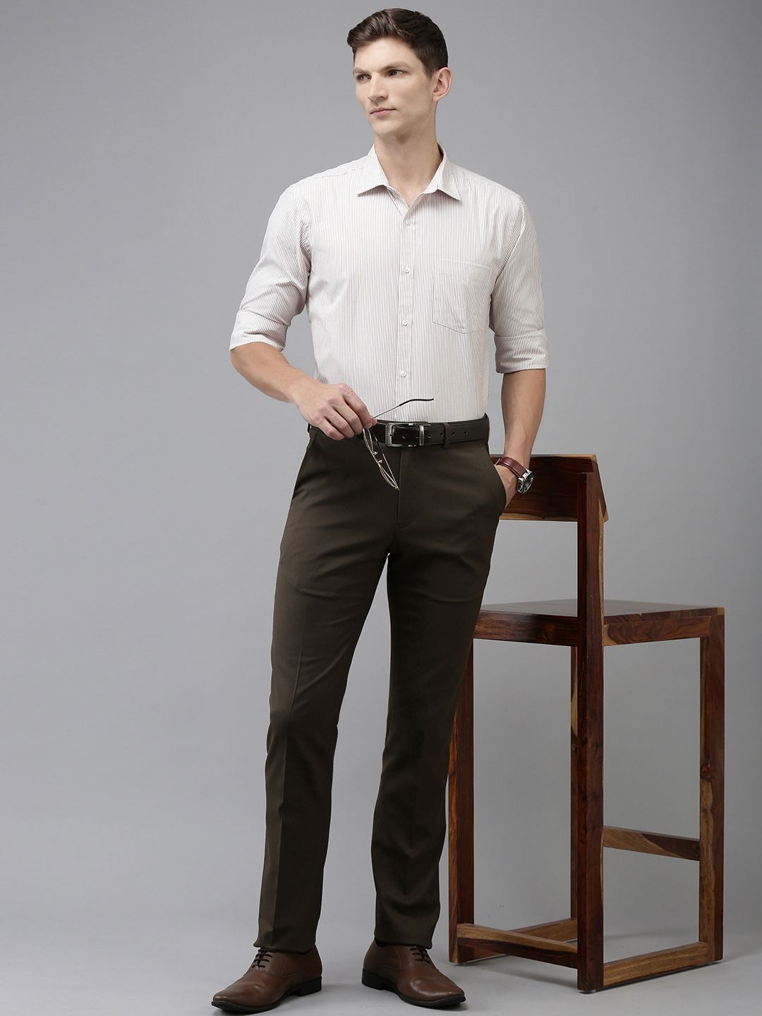 Park Avenue Slim Fit Opaque Striped Formal Shirt