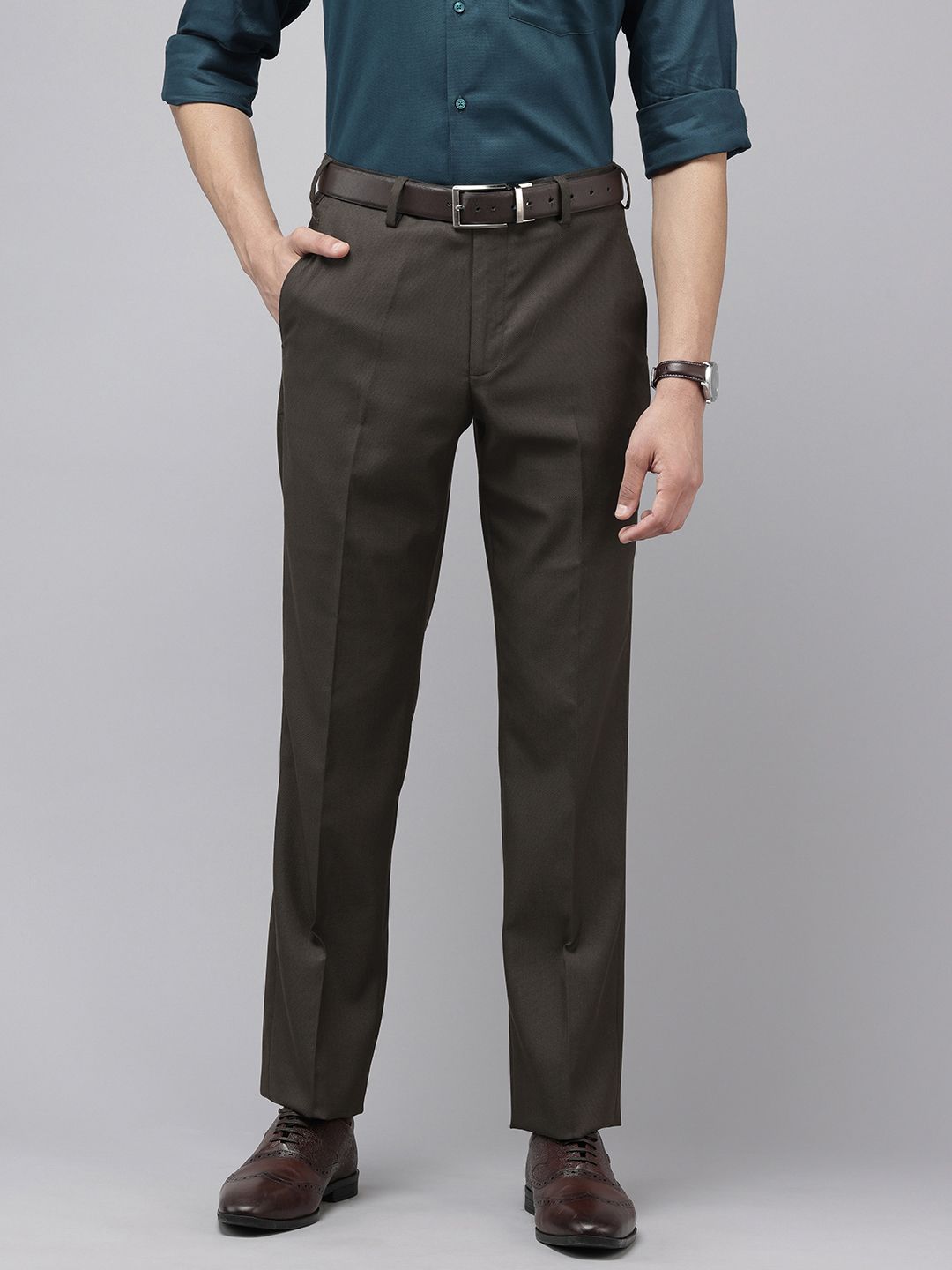 Park Avenue Men Textured Formal Trousers