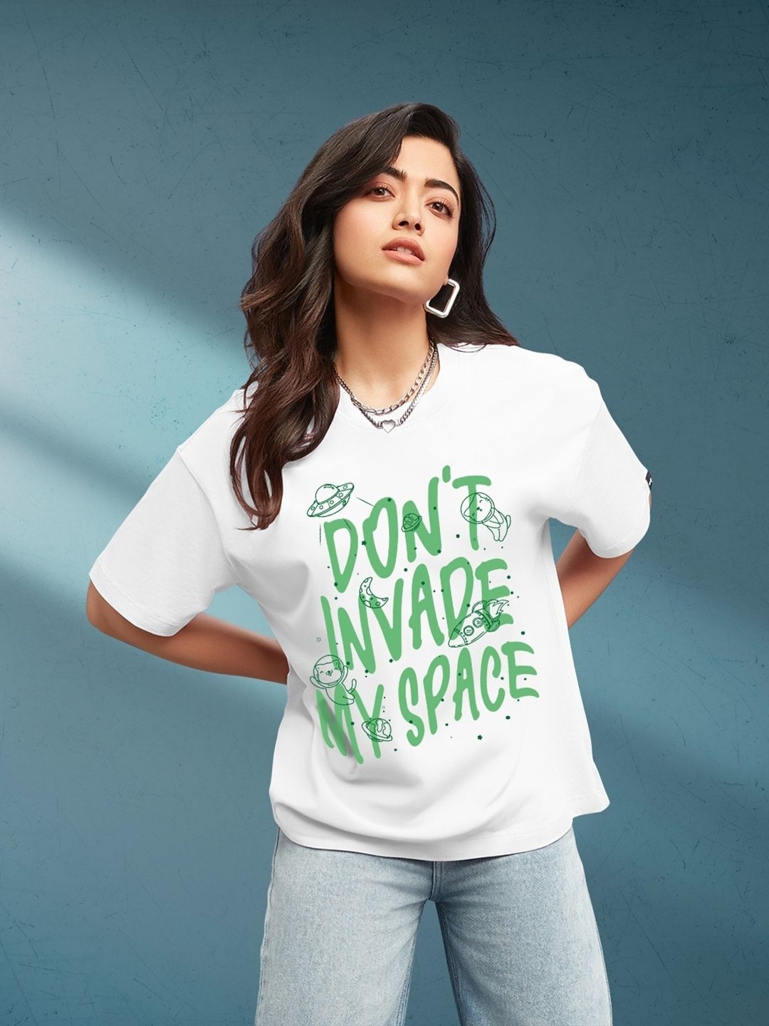 Bewakoof Printed Cotton Round Neck Oversized Casual T-shirt