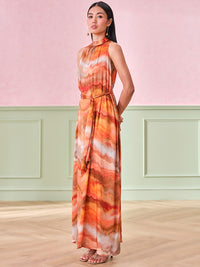 AND Printed Fit and Flare Maxi Dress