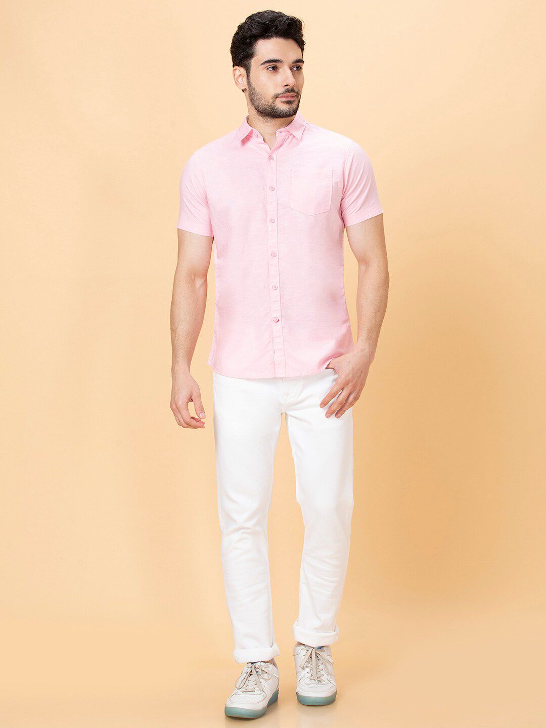 Being Human Spread Collar Slim Fit Cotton Casual Shirt