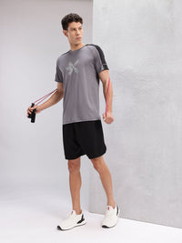 HRX by Hrithik Roshan Brand Logo Printed Rapid-Dry Training T-shirt with Panelling Detail