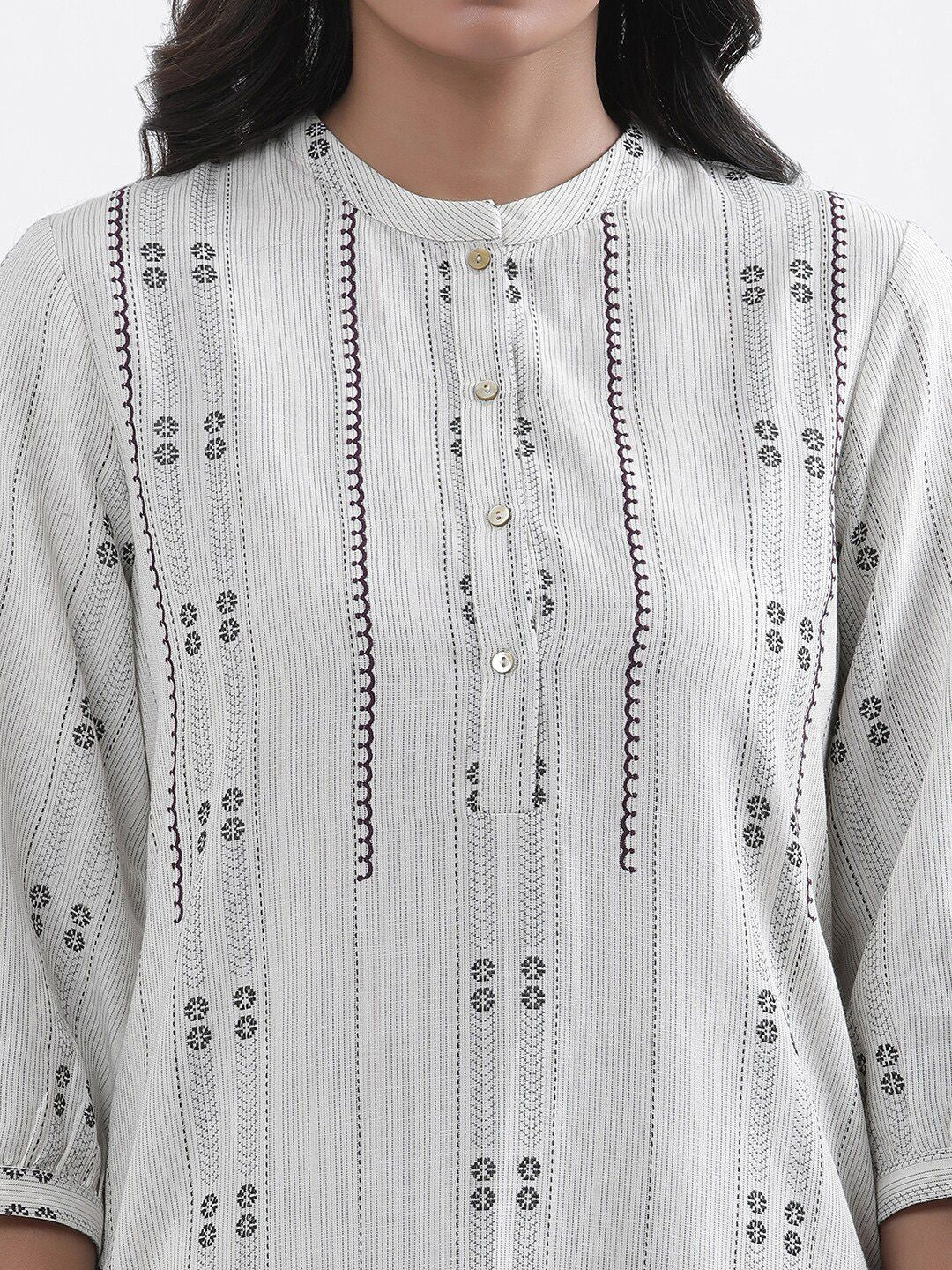 W Grey Geometric Printed Tunic With Trousers Set