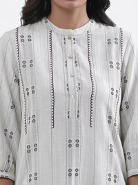 W Grey Geometric Printed Tunic With Trousers Set