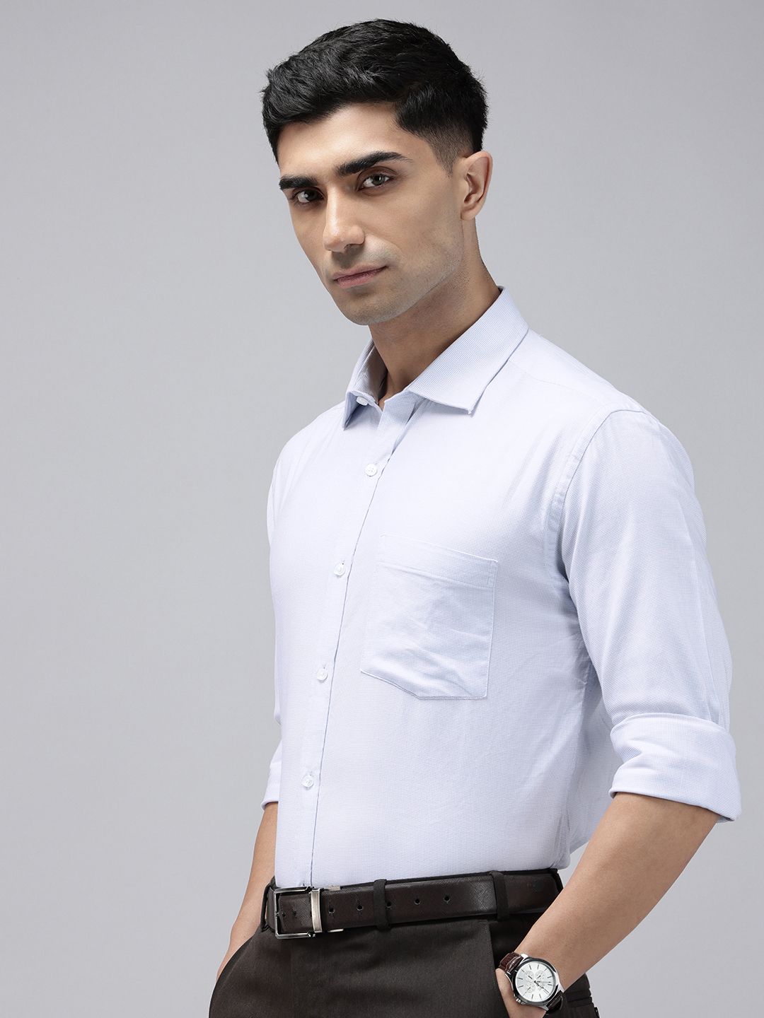 Park Avenue Slim Fit Self Checked Pure Cotton Formal Shirt