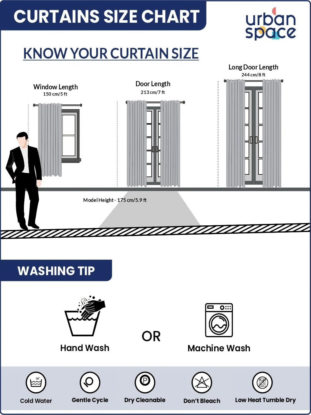 URBAN SPACE Blue & White Embroidered Door Curtain