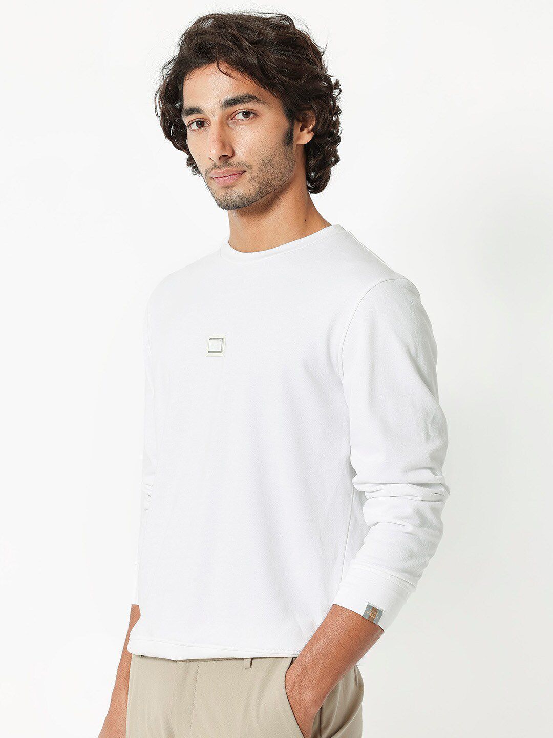 RARE RABBIT Men Glitch Round Neck Sweatshirt