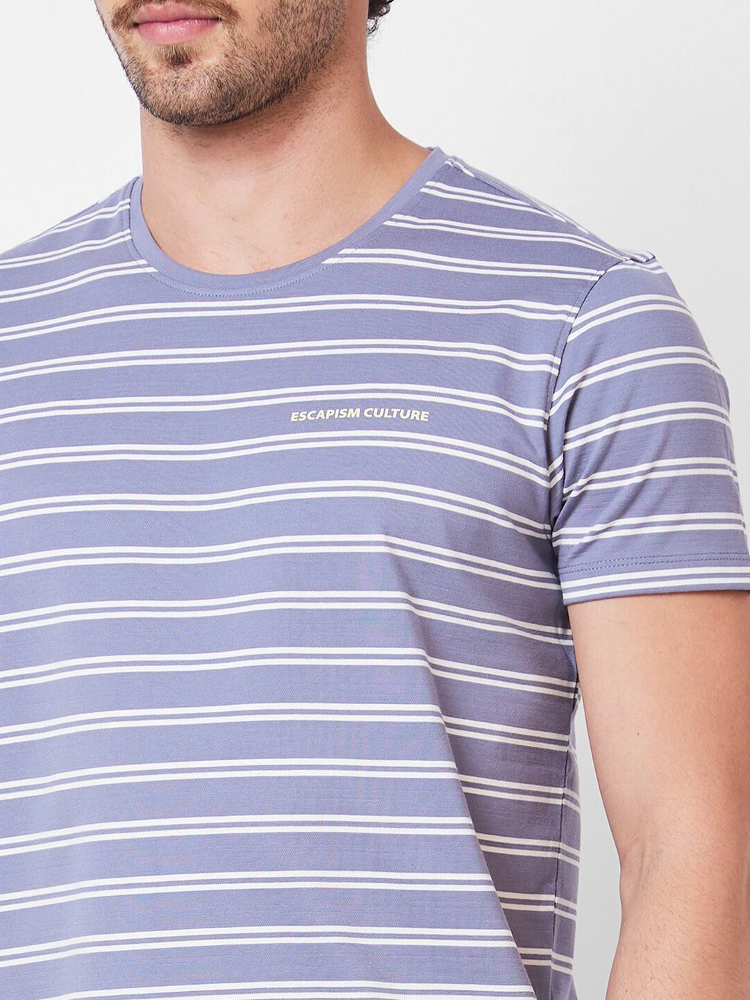 SPYKAR Striped Cotton Slim Fit T-shirt
