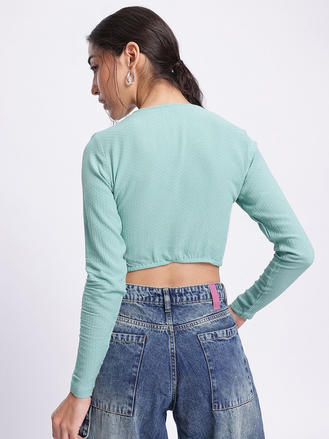 DressBerry Girly Glam Textured Crop Top