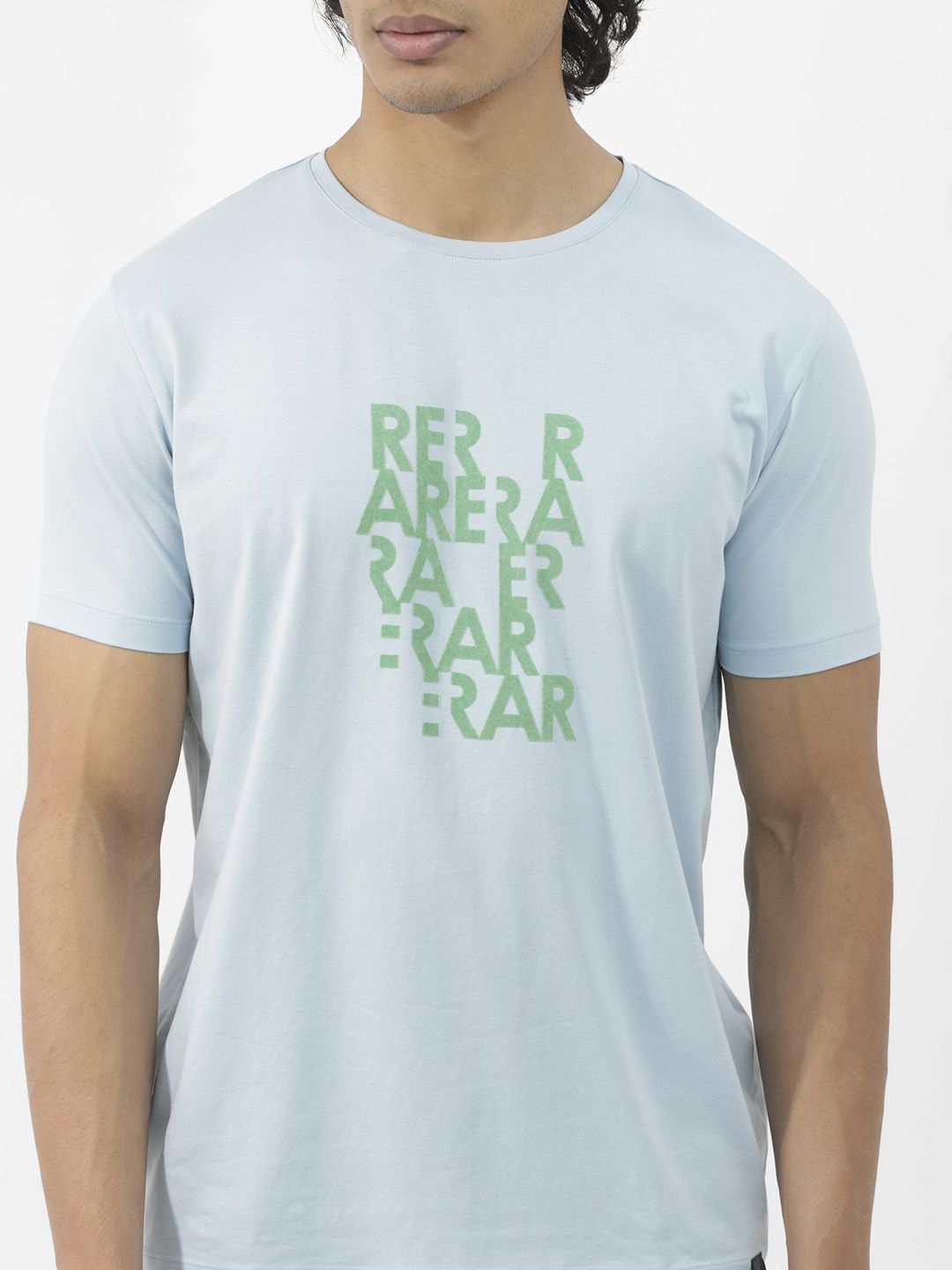 RARE RABBIT Men Akro Typography Printed Cotton Slim Fit T-Shirt