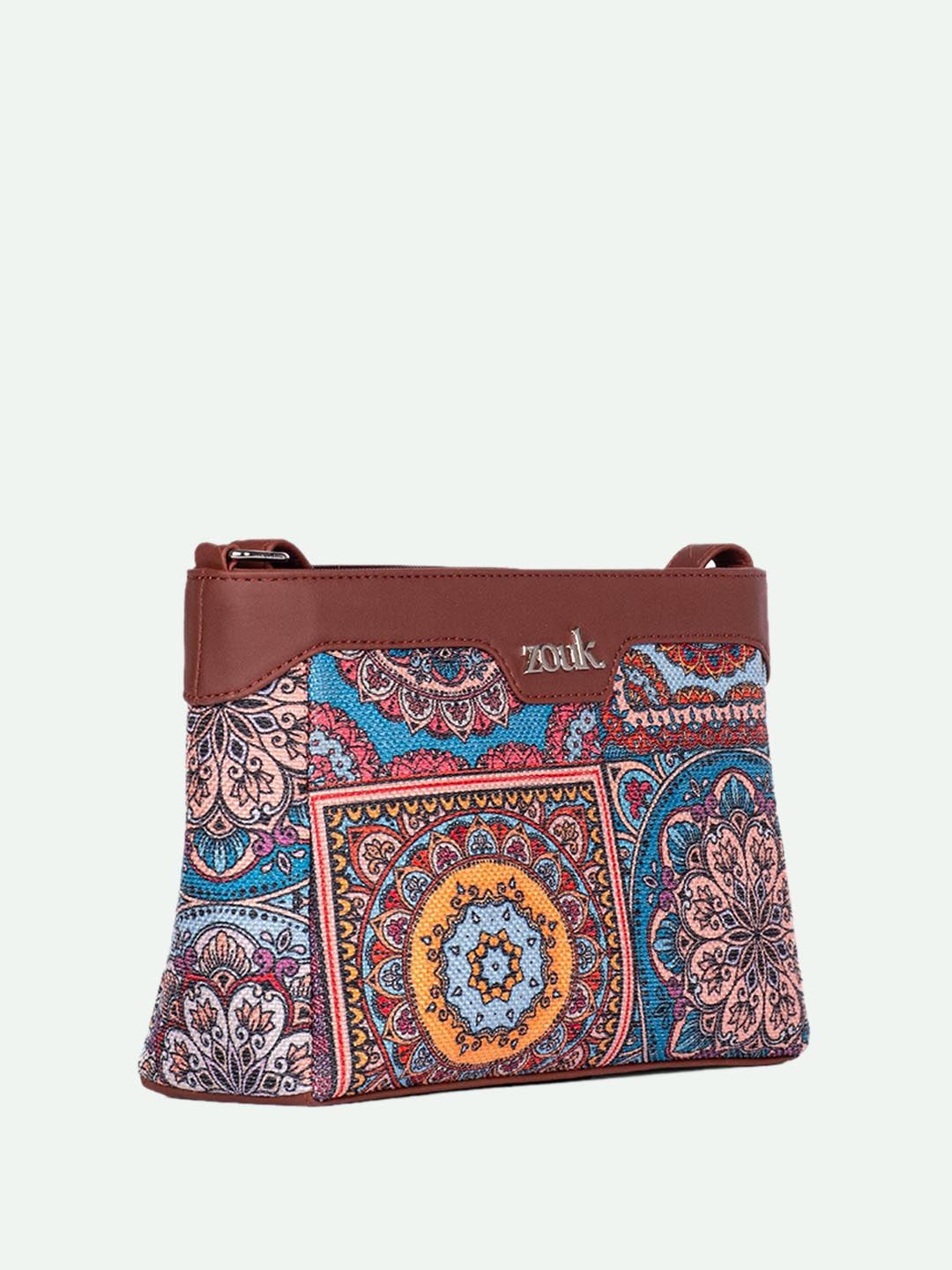 ZOUK Ethnic Motifs Printed Structured Sling Bag