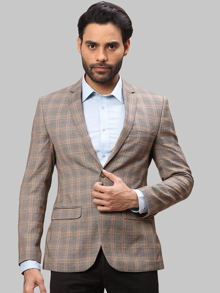 Park Avenue Men Checked Single Breasted Super Slim-Fit Blazers
