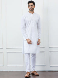 See Designs Embroidered Sequined Pure Cotton Kurta with Pyjamas