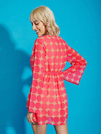 SASSAFRAS Pink Printed Georgette A-line Mini Dress