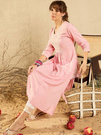 Indo Era Women Floral Cold-Shoulder Sleeves Gotta Patti Kurta