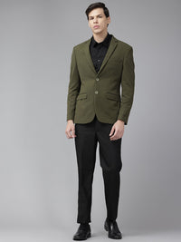 Park Avenue Textured Super Slim Fit Single-Breasted Formal Blazer