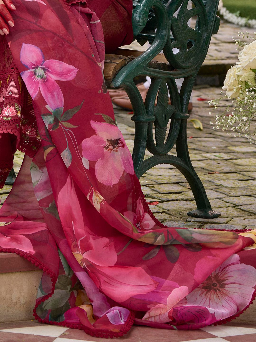 Indo Era Women Floral Embroidered Regular Thread Work Kurta with Trousers & With Dupatta