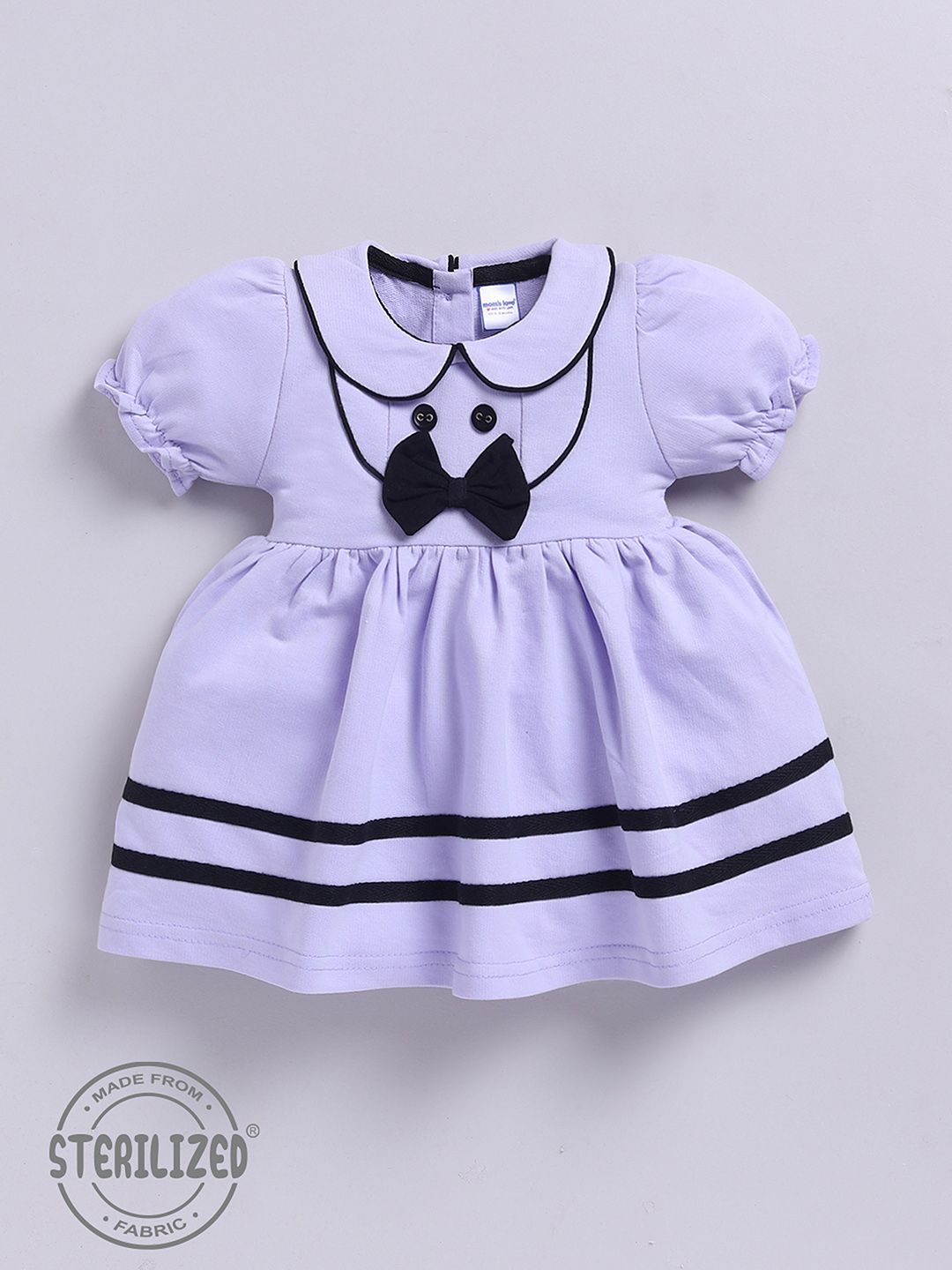 Moms Love Infant Girls Peter Pan Collar Puff Sleeve Fit & Flare Dress