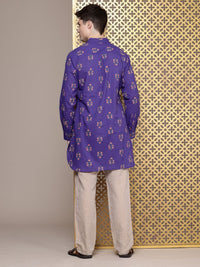 House of Pataudi Men Floral Printed Pure Cotton Kurta