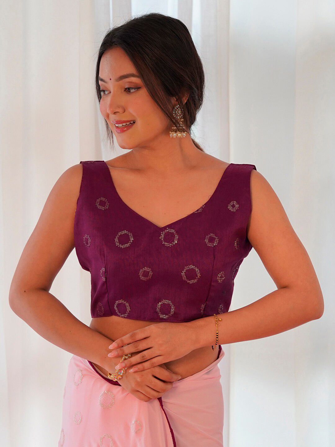 Saree mall Dihiasi Labuci Tulen Saree Georgette