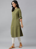 W Women Green Straight Pathani Kurta