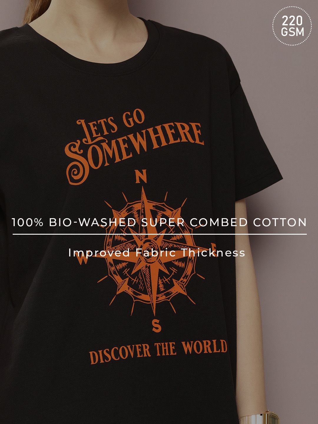 DILLINGER Printed Drop-Shoulder Sleeves Pure Cotton Boxy T-shirt