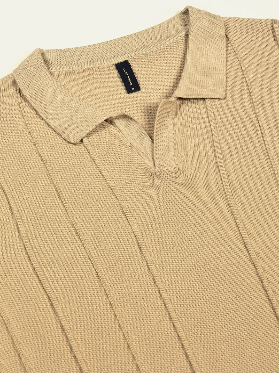 Thomas Scott Men Knit Striped Polo Collar T-shirt