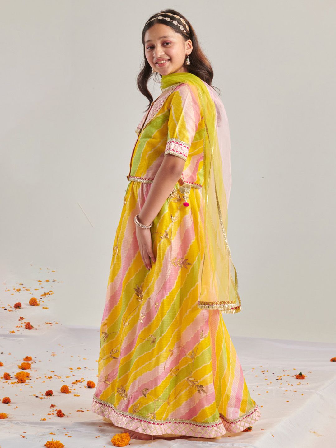 pspeaches Girls Printed Ready to Wear Lehenga Choli