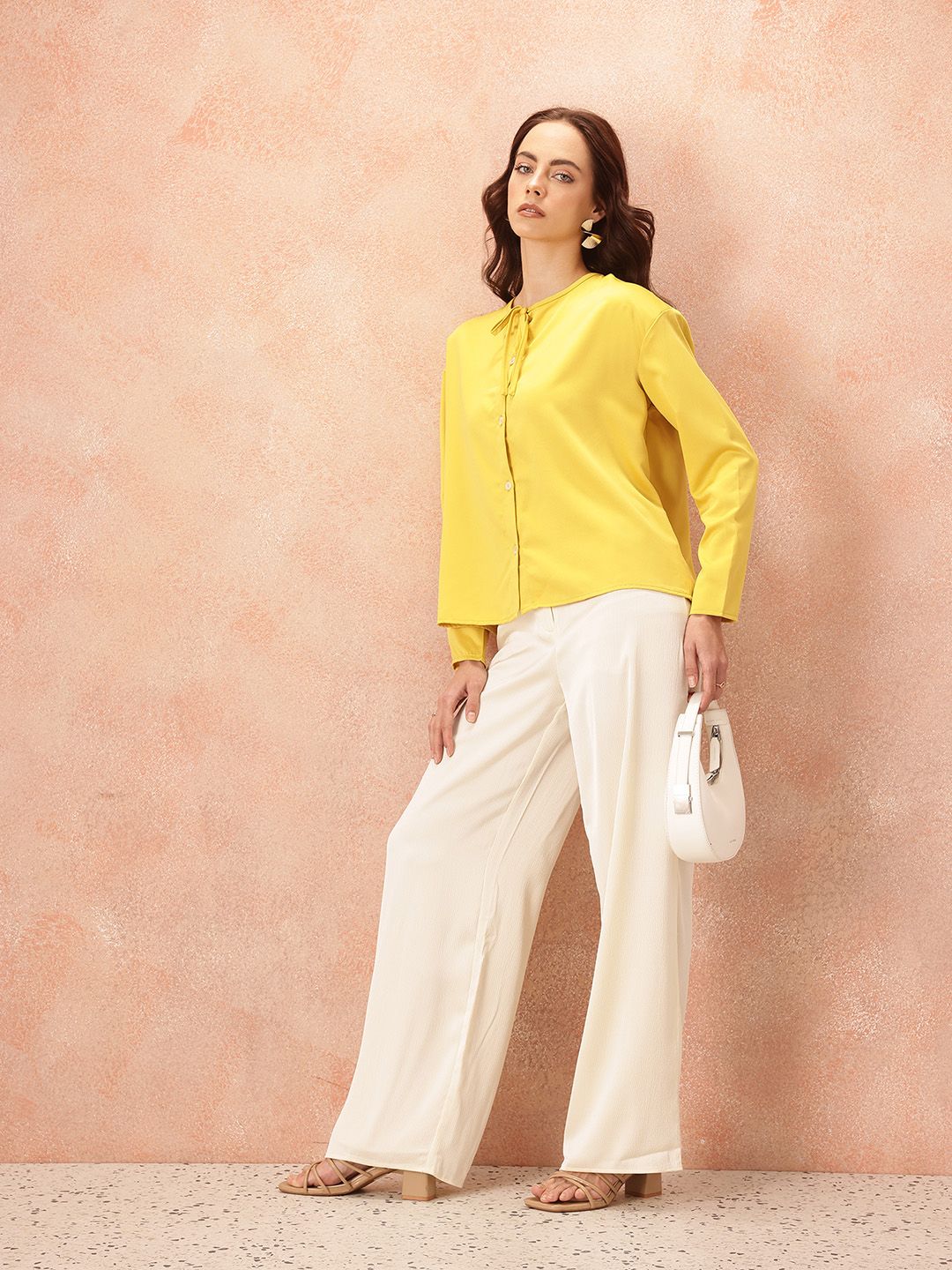 all about you Satin-Finish Tie-Up Neck Shirt