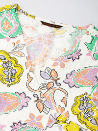 DressBerry Buta Motif Print Tie-Up Neck With Wrap Style Cut Out Detail A-Line Mini Dress