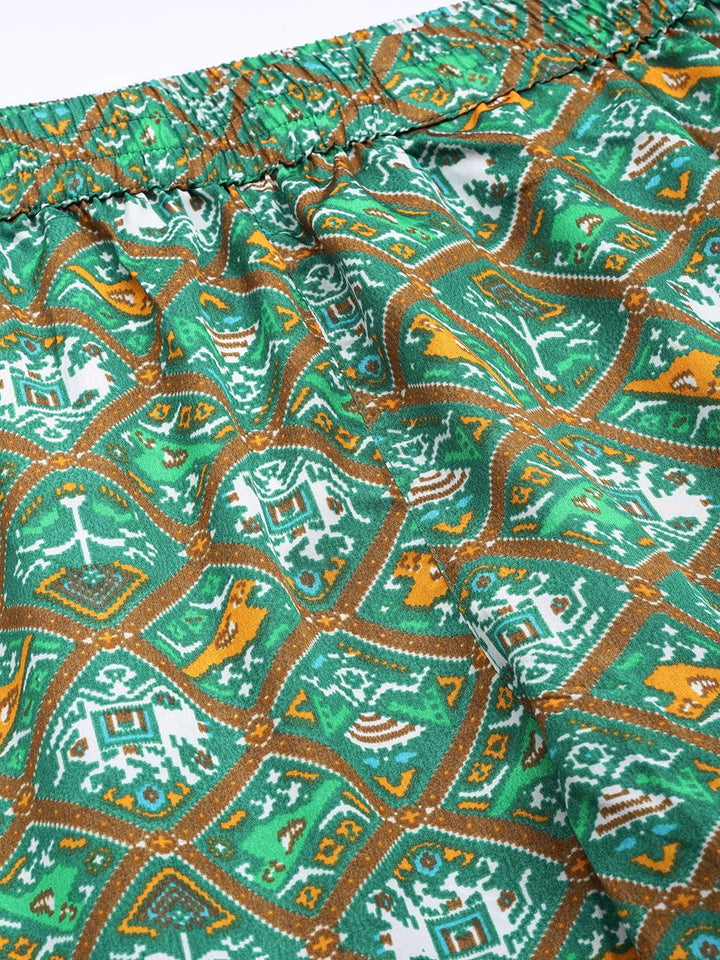 Shae by SASSAFRAS Women Green Floral Printed Flared Ethnic Palazzos