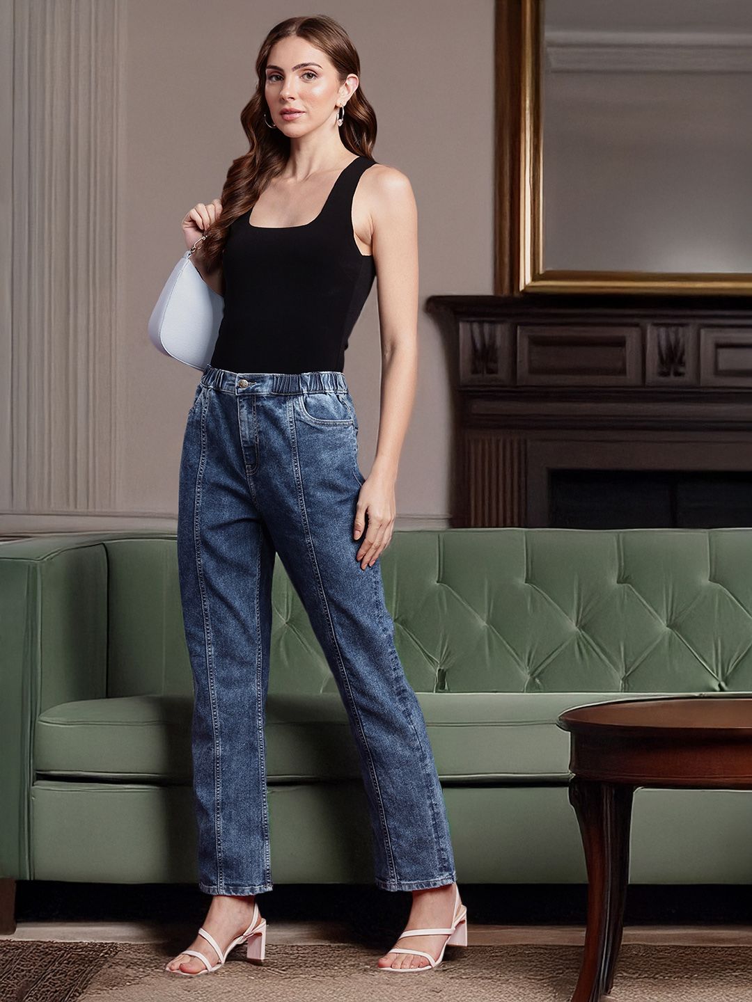 all about you Women Slim Straight Fit High-Rise Light Fade Stretchable Jeans