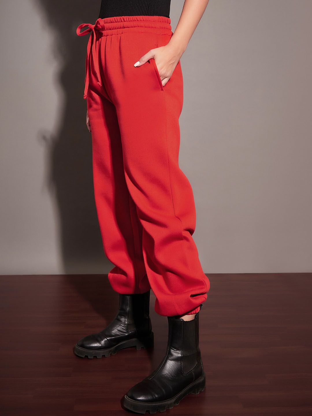 SASSAFRAS Women Red Relaxed-Fit Joggers