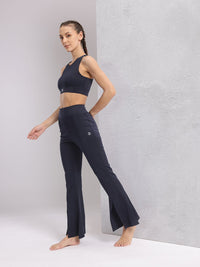 HRX by Hrithik Roshan Solid Crop Top with Bootcut Pants Yoga Tracksuit