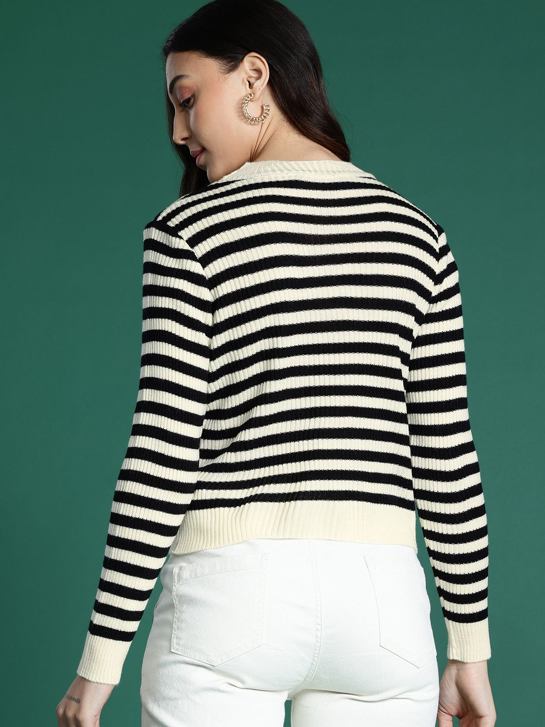DressBerry Monochrome Striped Pullover